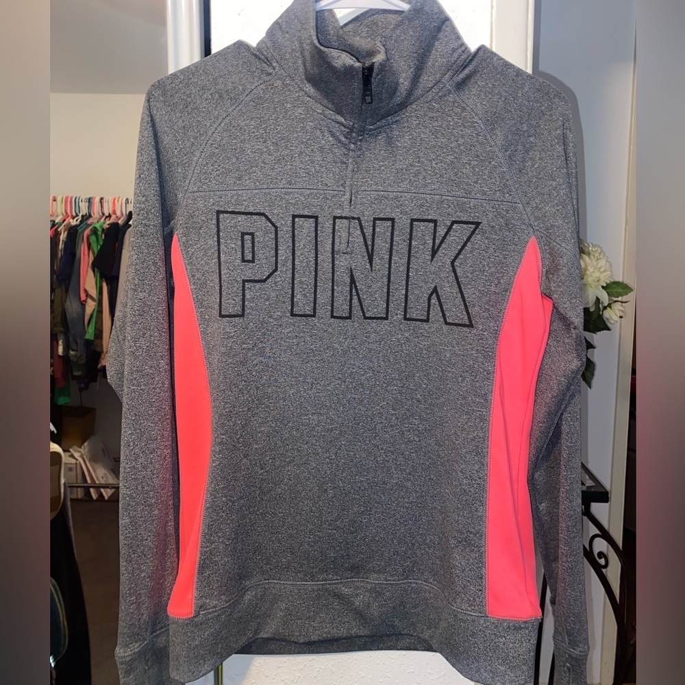 Pink Victorias Secret Ultimate Quarter Zip Long‎ Sleeve Pullover